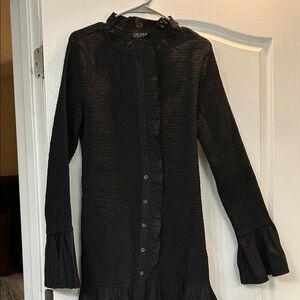 J. Crew Black Textured Long Sleeve Dress
